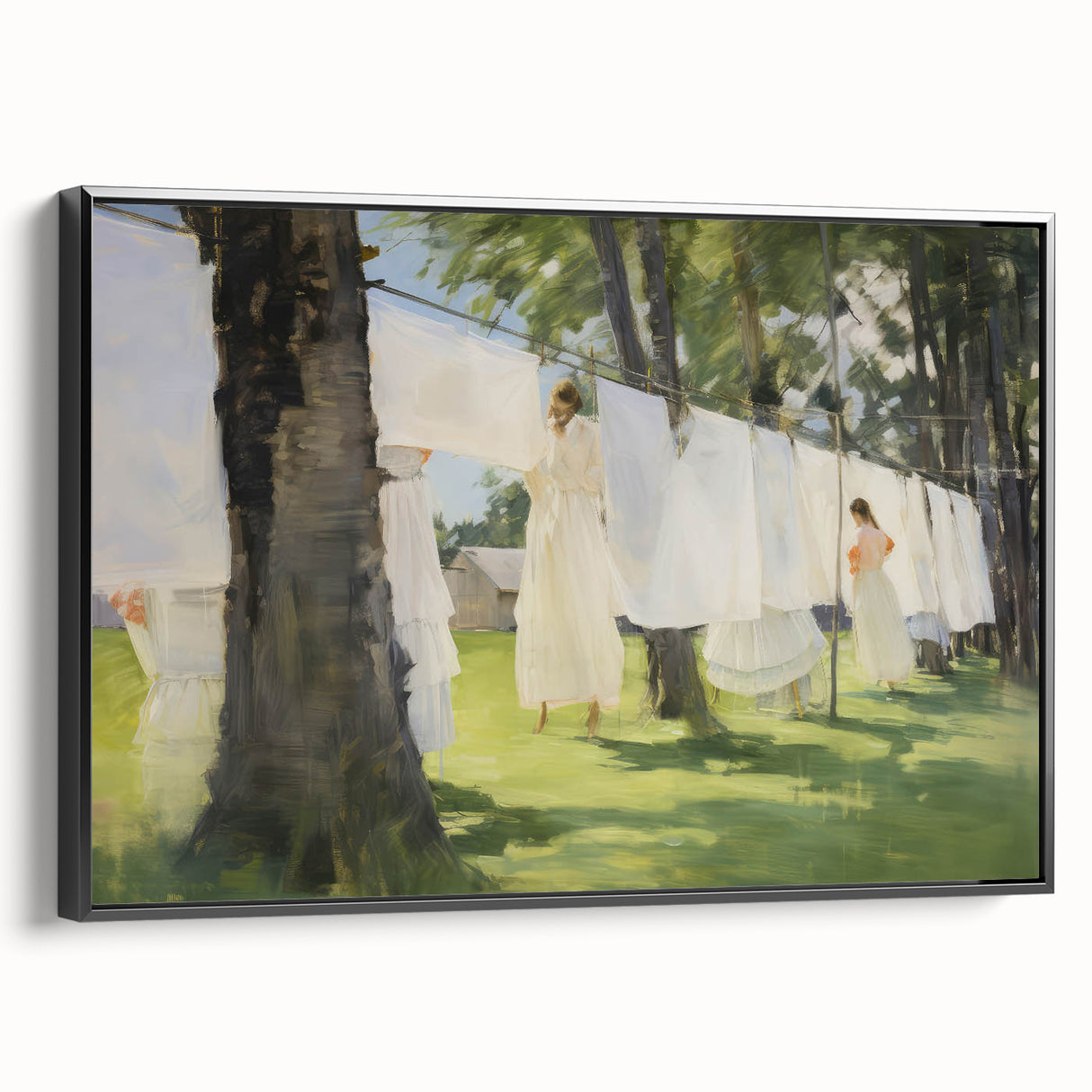 Vintage Portrait Art – Sunlit Laundry Scene Canvas Print