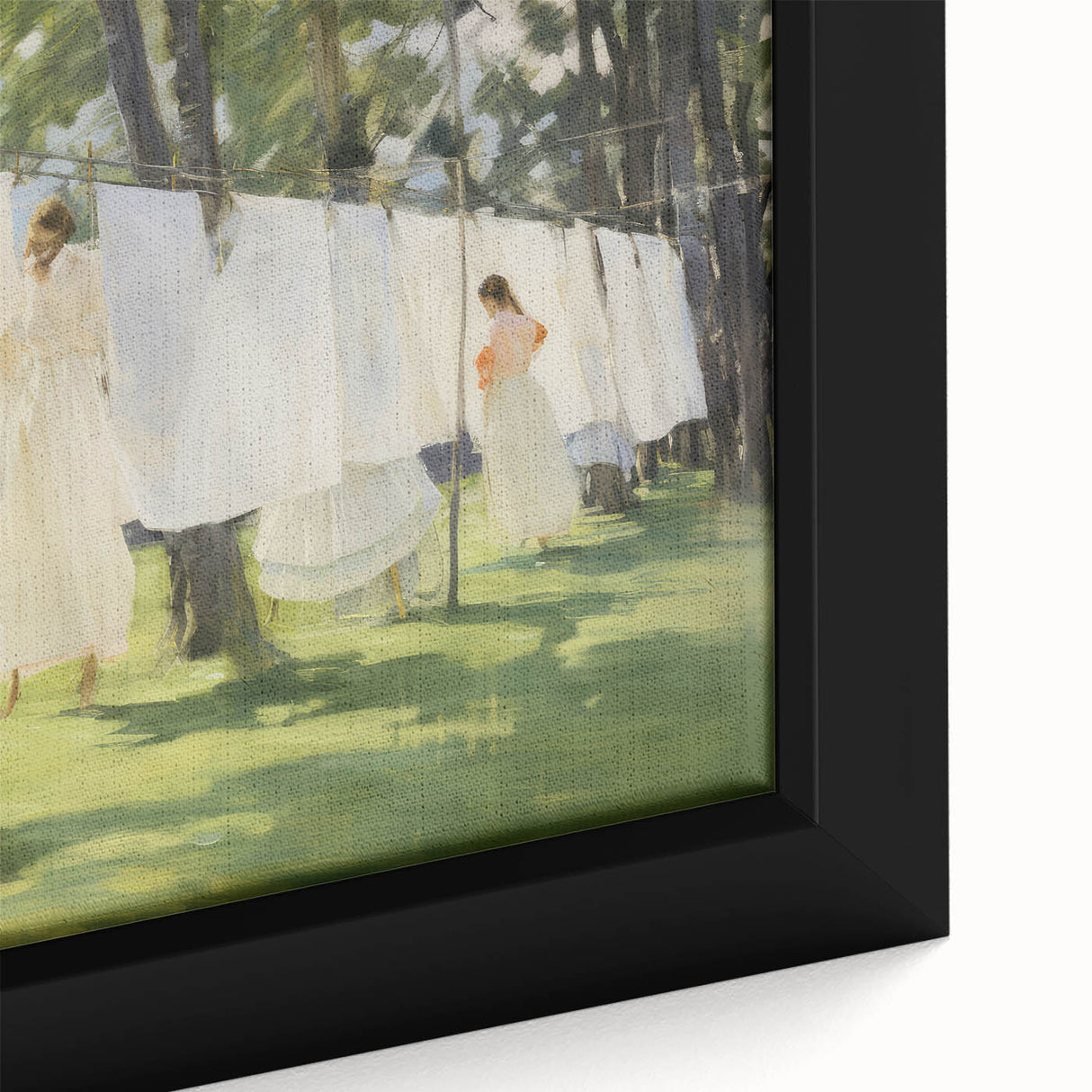 Vintage Portrait Art – Sunlit Laundry Scene Canvas Print