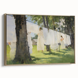 Vintage Portrait Art – Sunlit Laundry Scene Canvas Print