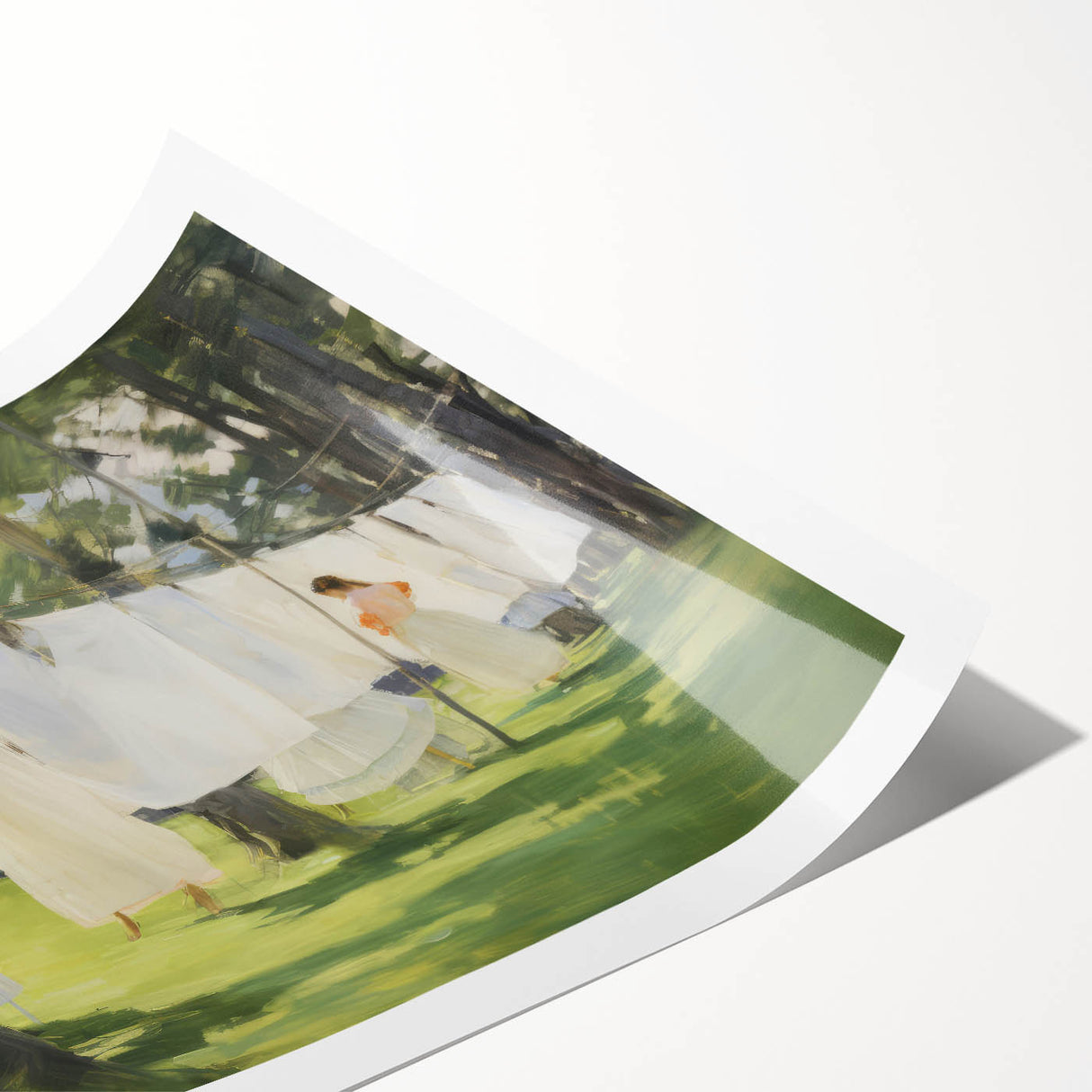 Vintage Portrait Art – Sunlit Laundry Scene Canvas Print