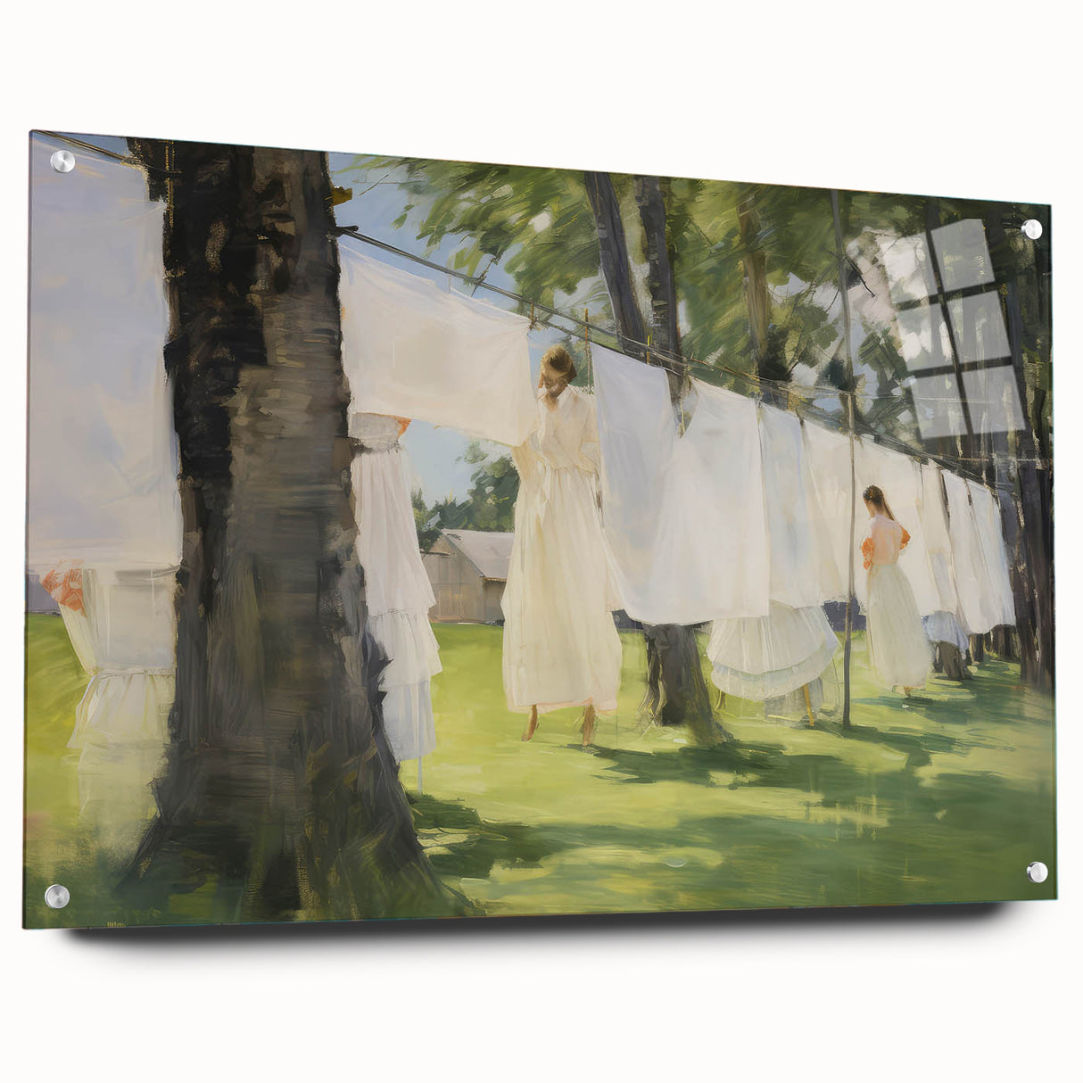 Vintage Portrait Art – Sunlit Laundry Scene Canvas Print