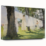 Vintage Portrait Art – Sunlit Laundry Scene Canvas Print