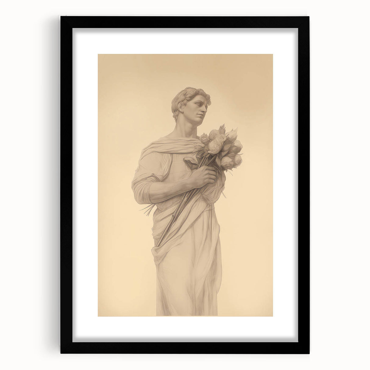 Classic Portrait Artwork - Vintage Statue-Inspired Canvas Art