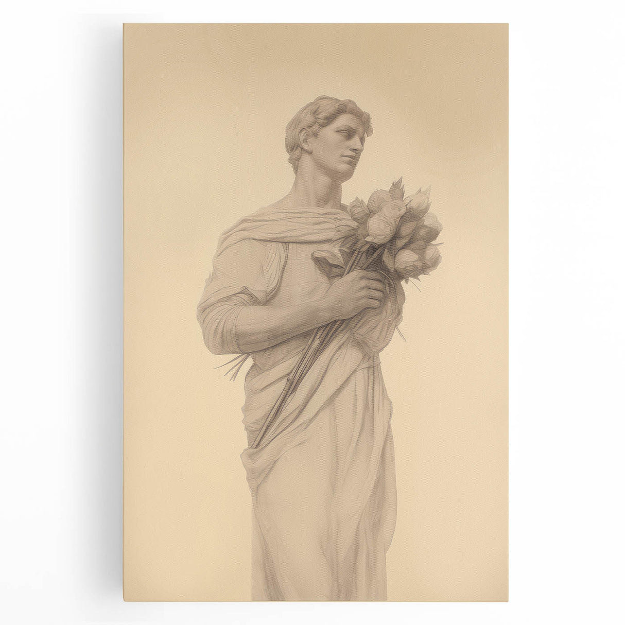 Classic Portrait Artwork - Vintage Statue-Inspired Canvas Art