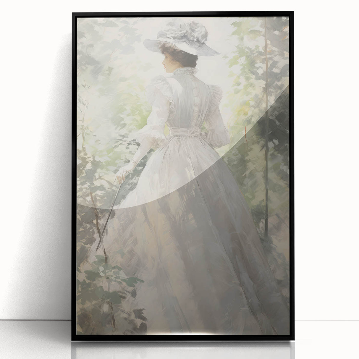 Classic Portrait Artwork - Elegant Lady in White Victorian Dress