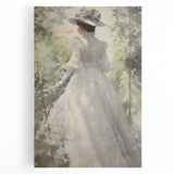 Classic Portrait Artwork - Elegant Lady in White Victorian Dress