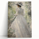 Classic Portrait Artwork - Elegant Lady in White Victorian Dress