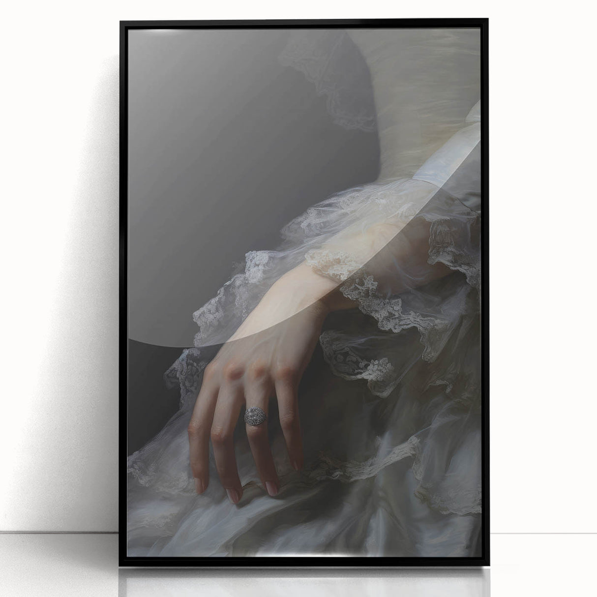 Vintage Portrait Art - Elegant Lace and Diamond Ring Canvas
