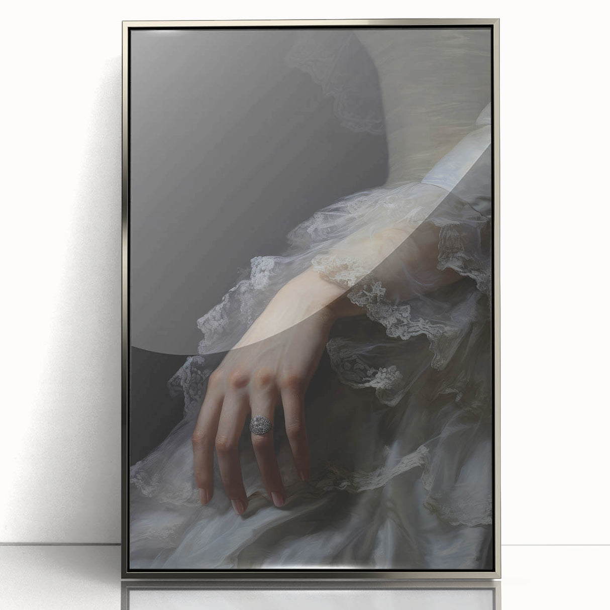 Vintage Portrait Art - Elegant Lace and Diamond Ring Canvas