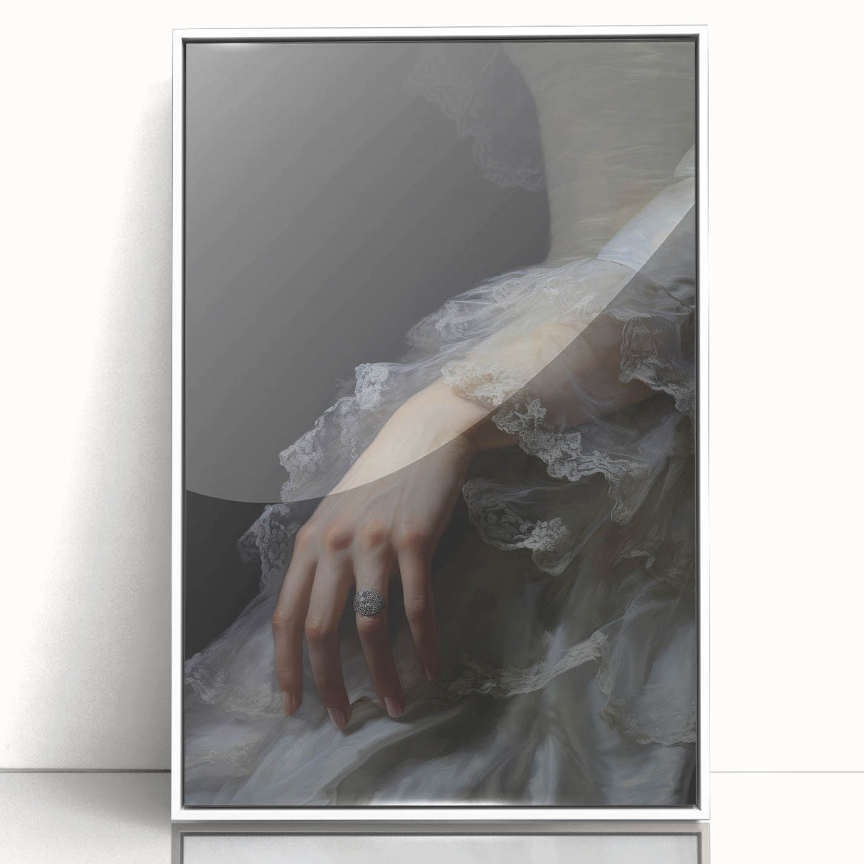 Vintage Portrait Art - Elegant Lace and Diamond Ring Canvas