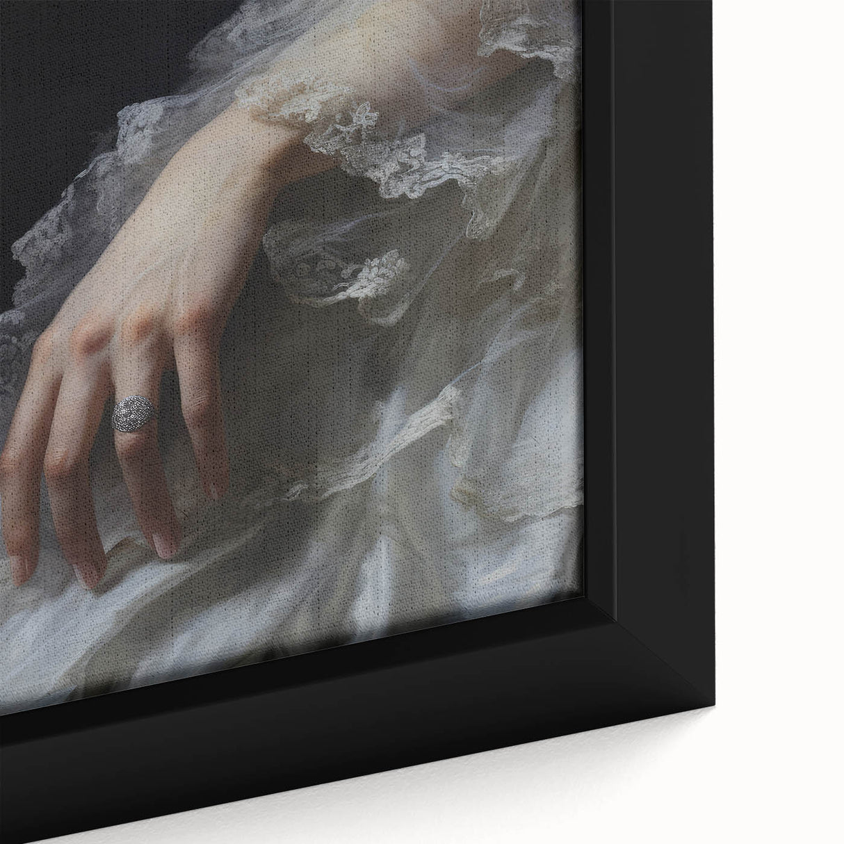 Vintage Portrait Art - Elegant Lace and Diamond Ring Canvas