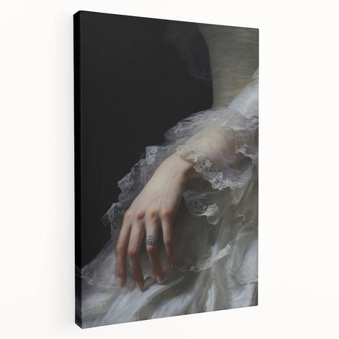 Vintage Portrait Art - Elegant Lace and Diamond Ring Canvas