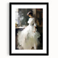 Vintage Portrait Art - Elegant Lady in White by Window Canvas