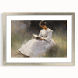 Vintage Portrait Art – Lady Reading in Garden Canvas Print