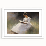 Vintage Portrait Art – Lady Reading in Garden Canvas Print