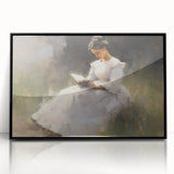Vintage Portrait Art – Lady Reading in Garden Canvas Print