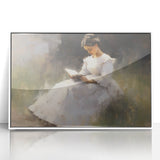 Vintage Portrait Art – Lady Reading in Garden Canvas Print