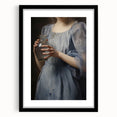 Classic Portrait Artwork - Woman in Blue Holding Glass Vase