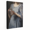 Classic Portrait Artwork - Woman in Blue Holding Glass Vase