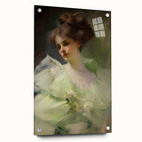 Antique Portrait Prints - Elegant Lady in Soft Green Gown Canvas