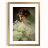 Antique Portrait Prints - Elegant Lady in Soft Green Gown Canvas