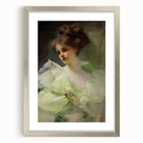 Antique Portrait Prints - Elegant Lady in Soft Green Gown Canvas