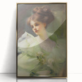 Antique Portrait Prints - Elegant Lady in Soft Green Gown Canvas