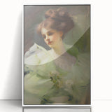 Antique Portrait Prints - Elegant Lady in Soft Green Gown Canvas
