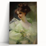 Antique Portrait Prints - Elegant Lady in Soft Green Gown Canvas