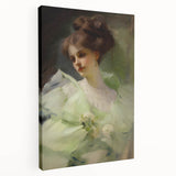 Antique Portrait Prints - Elegant Lady in Soft Green Gown Canvas