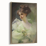 Antique Portrait Prints - Elegant Lady in Soft Green Gown Canvas