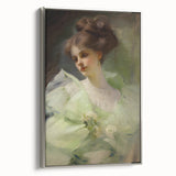 Antique Portrait Prints - Elegant Lady in Soft Green Gown Canvas