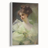 Antique Portrait Prints - Elegant Lady in Soft Green Gown Canvas