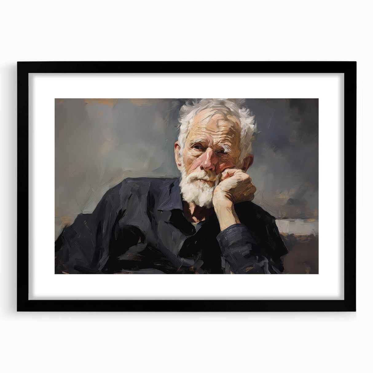 Vintage Portrait Art – Reflective Elder Canvas Print