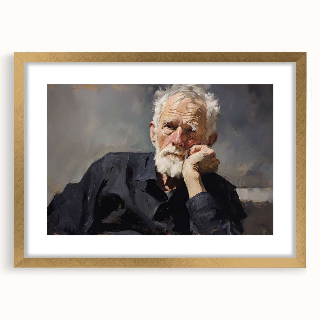 Vintage Portrait Art – Reflective Elder Canvas Print