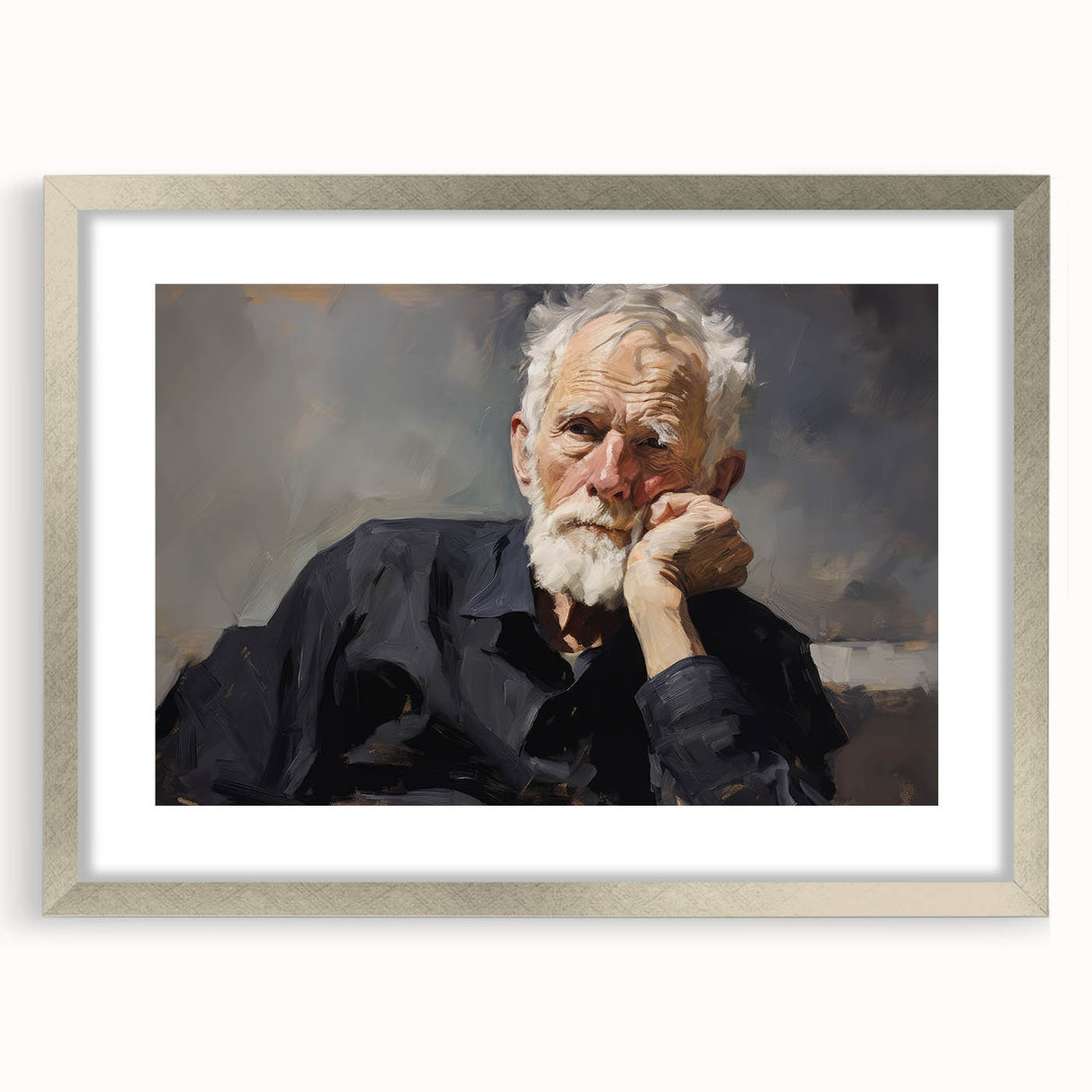 Vintage Portrait Art – Reflective Elder Canvas Print
