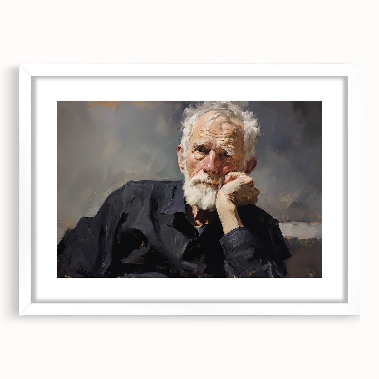 Vintage Portrait Art – Reflective Elder Canvas Print