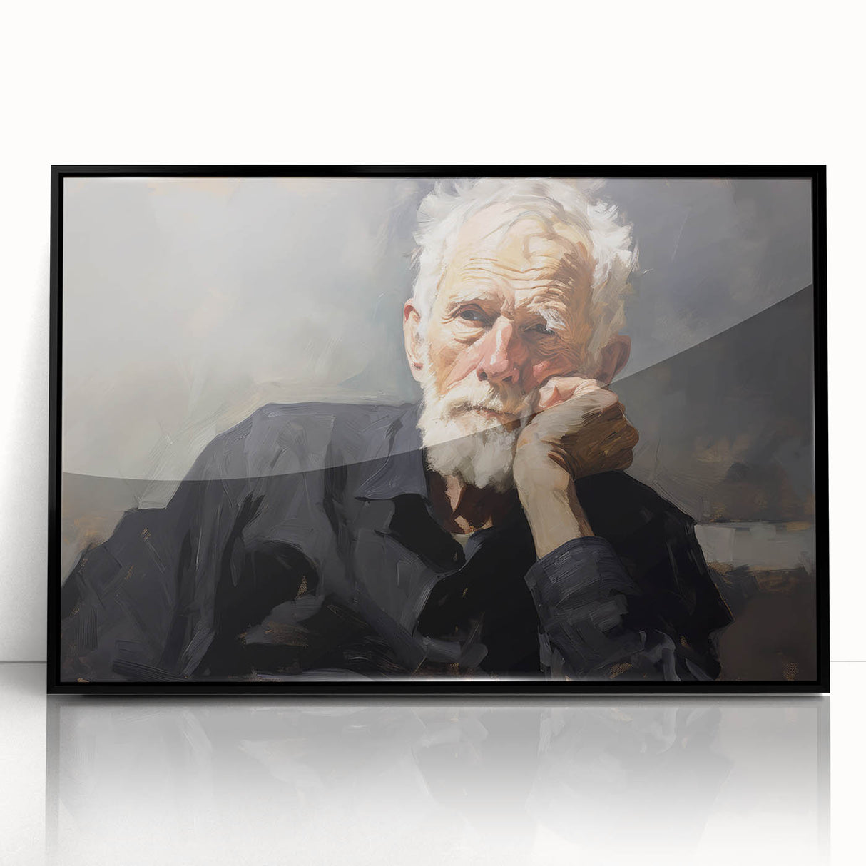Vintage Portrait Art – Reflective Elder Canvas Print