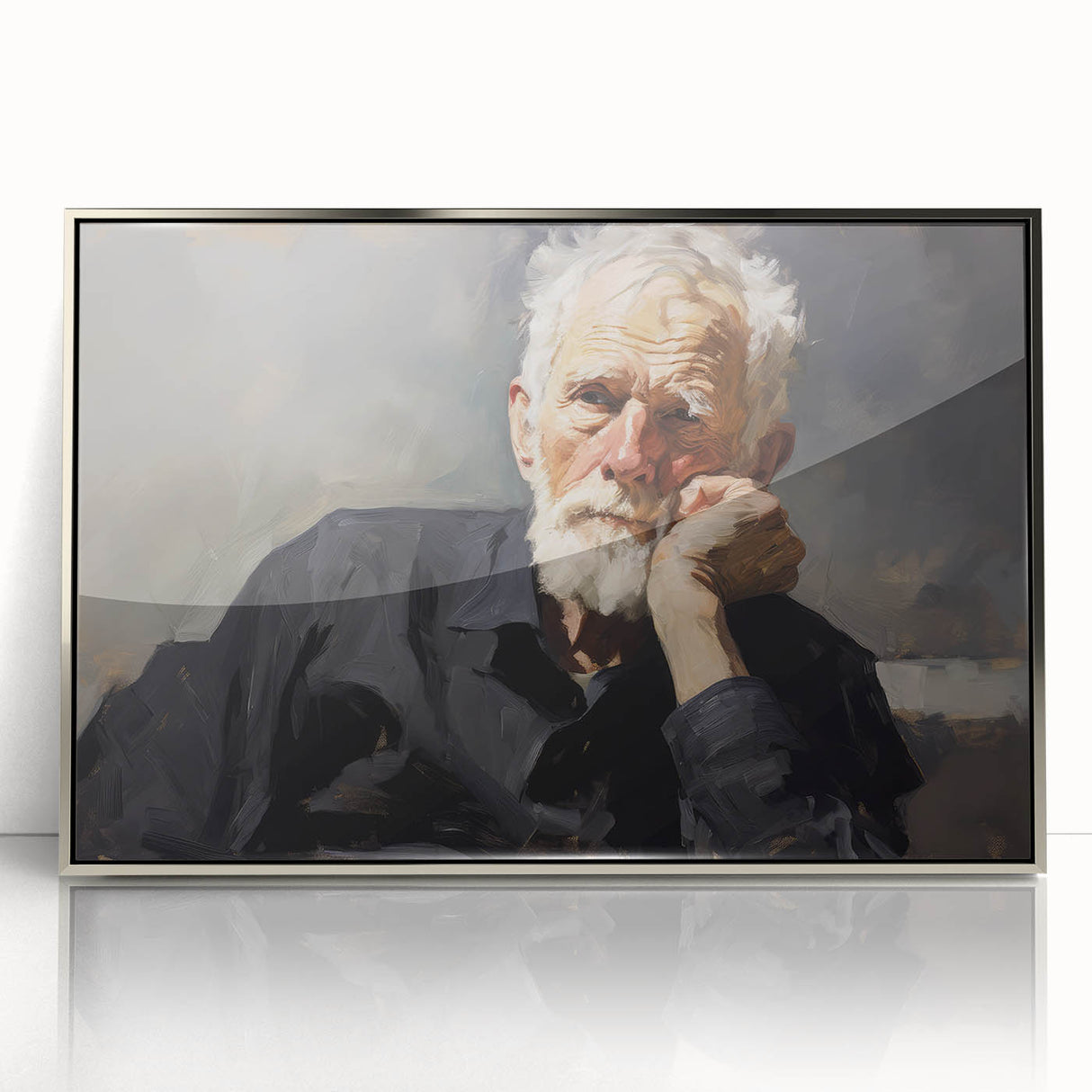 Vintage Portrait Art – Reflective Elder Canvas Print