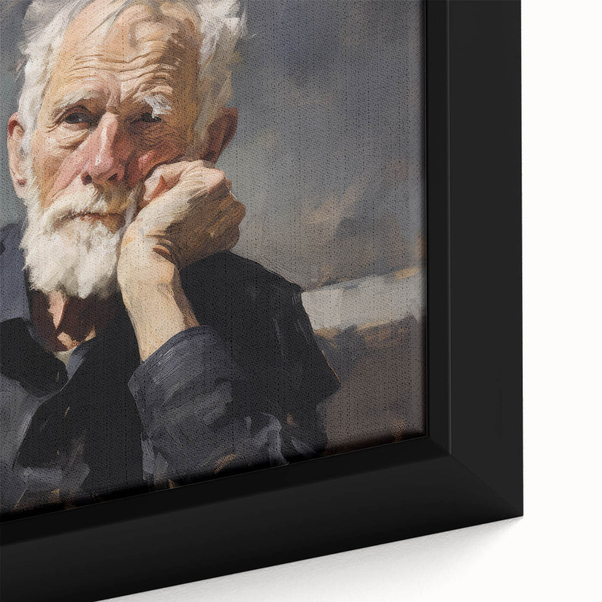 Vintage Portrait Art – Reflective Elder Canvas Print