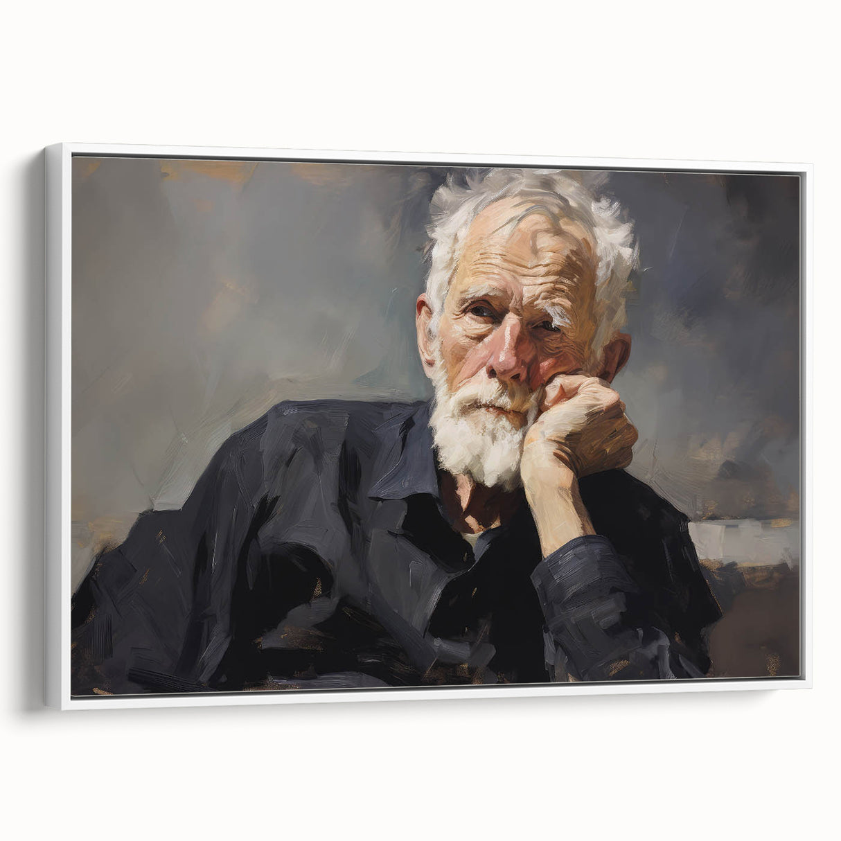 Vintage Portrait Art – Reflective Elder Canvas Print