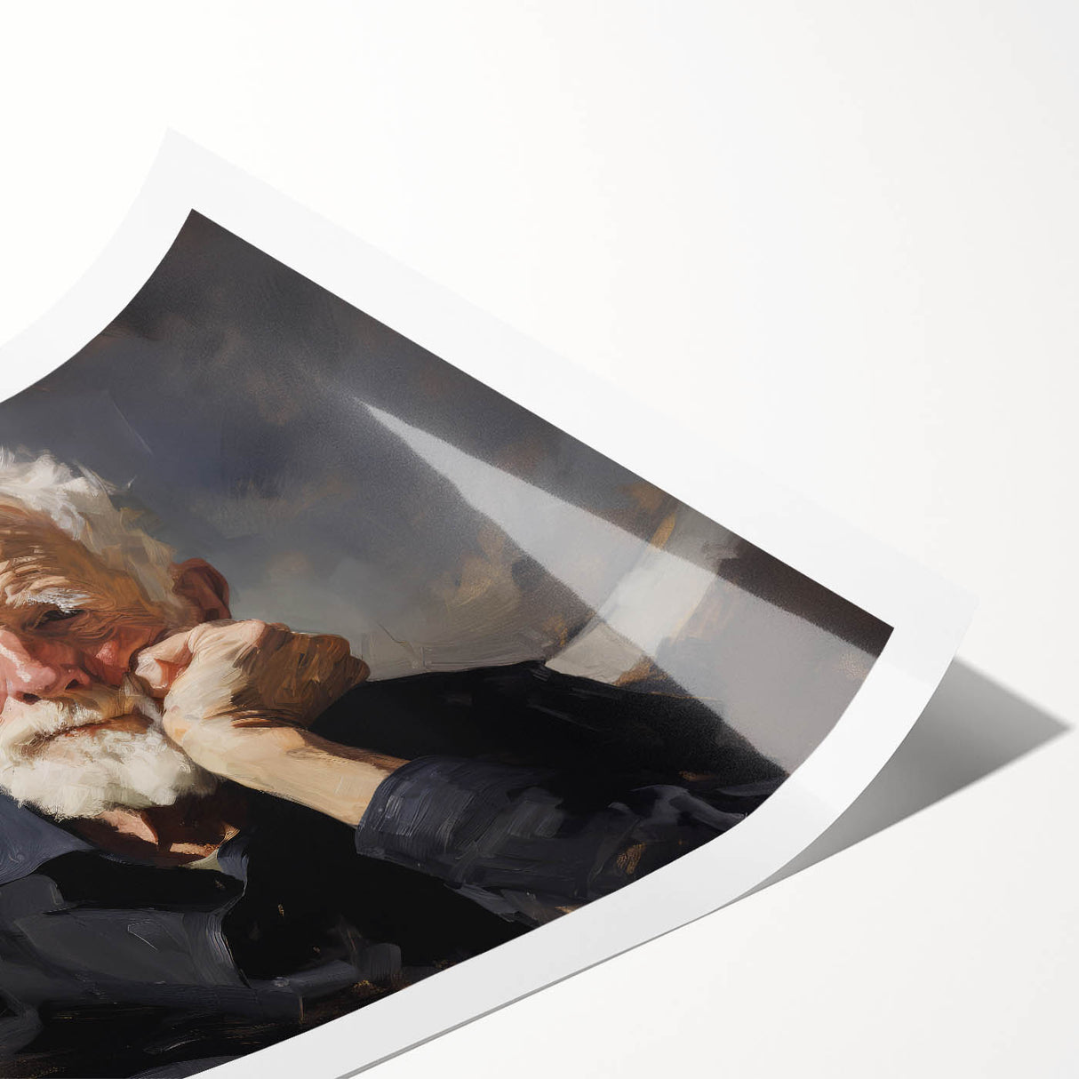 Vintage Portrait Art – Reflective Elder Canvas Print