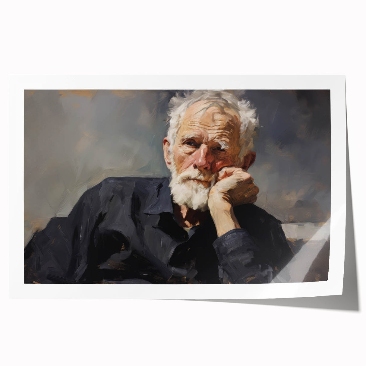 Vintage Portrait Art – Reflective Elder Canvas Print