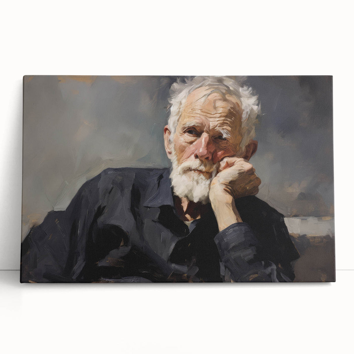 Vintage Portrait Art – Reflective Elder Canvas Print