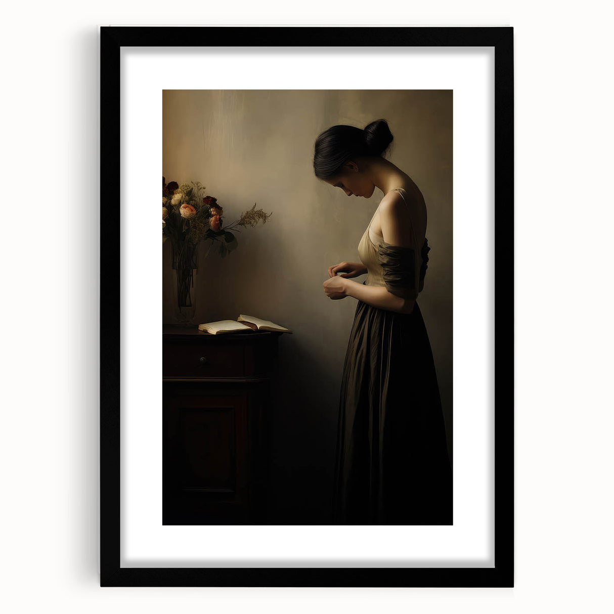 Vintage Portrait Art - Elegant Woman in Warm Light Canvas Print