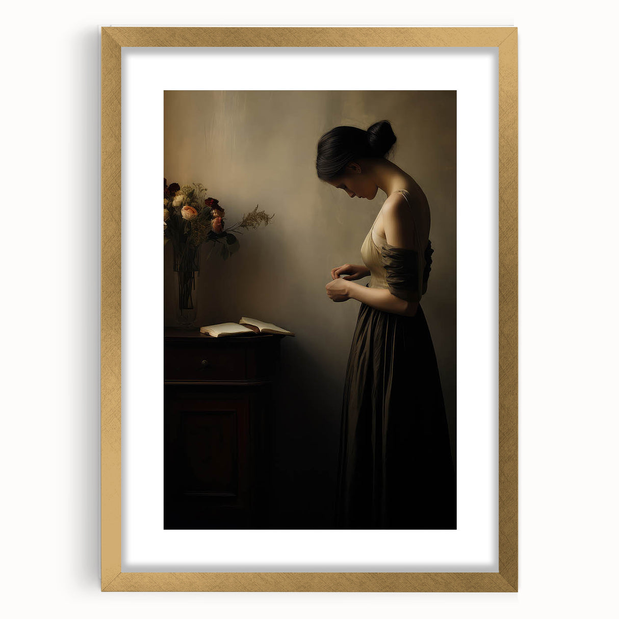 Vintage Portrait Art - Elegant Woman in Warm Light Canvas Print