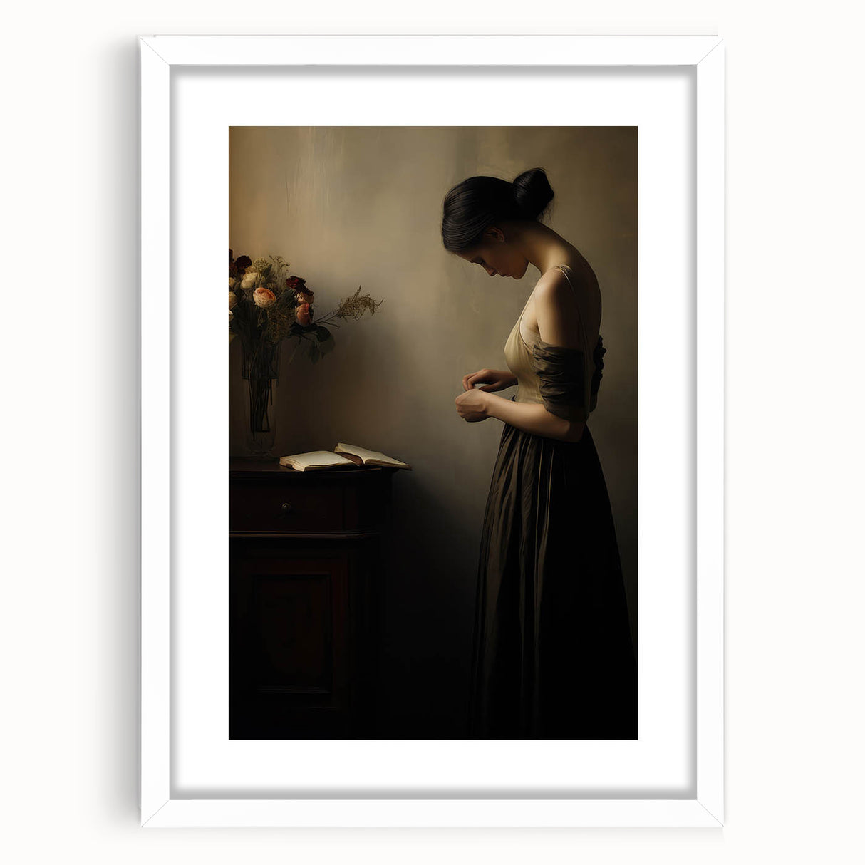 Vintage Portrait Art - Elegant Woman in Warm Light Canvas Print