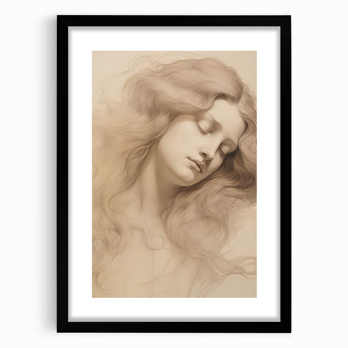 Classic Portrait Artwork - Ethereal Woman Pencil Sketch Canvas