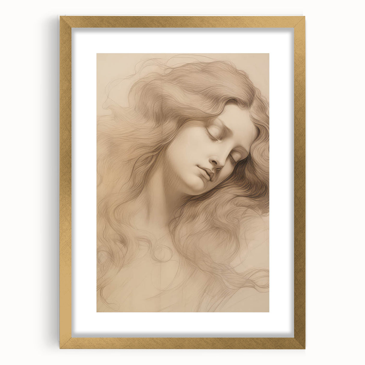 Classic Portrait Artwork - Ethereal Woman Pencil Sketch Canvas