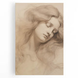 Classic Portrait Artwork - Ethereal Woman Pencil Sketch Canvas